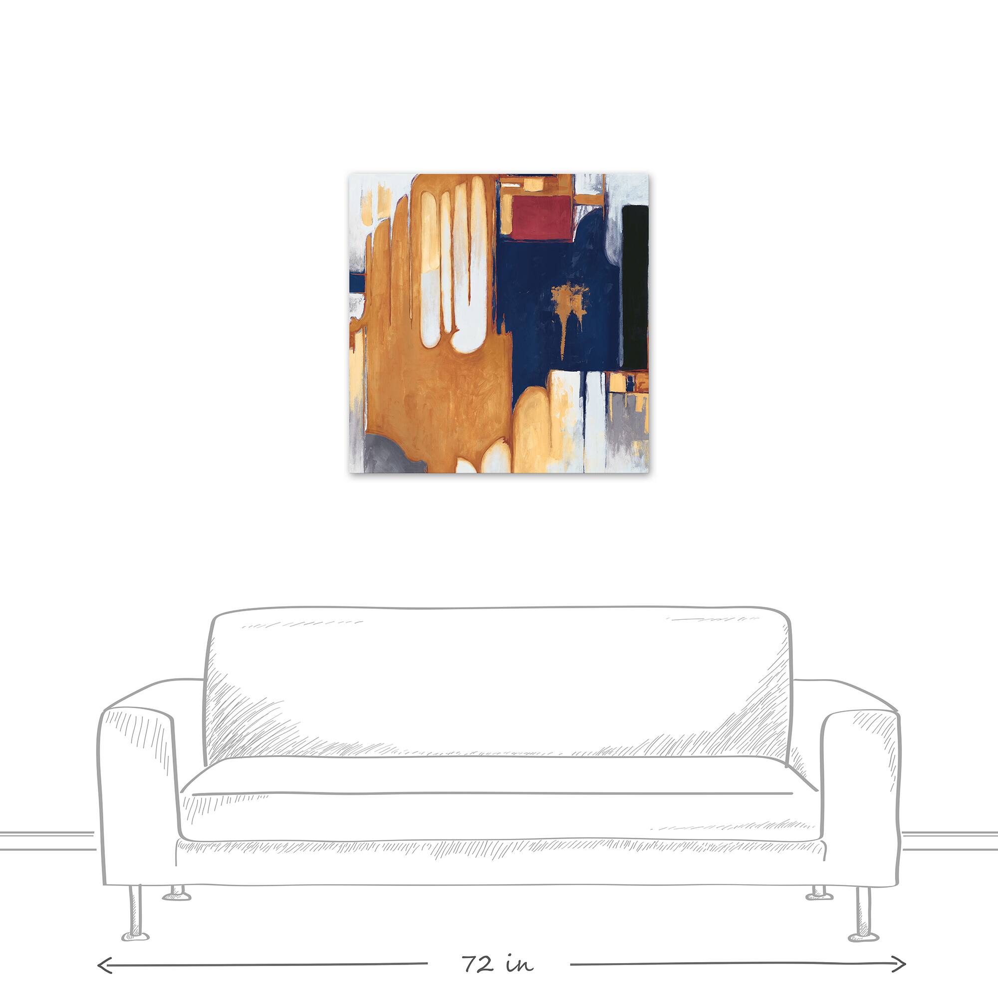 Orange Blue Abstract 30" x 30" Canvas Wall Art